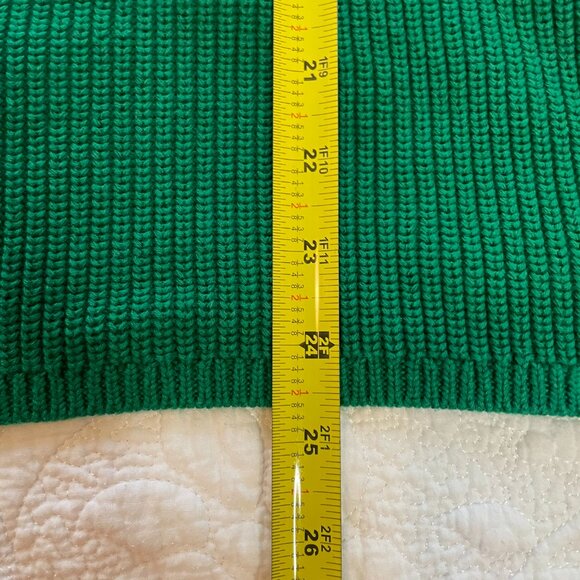 Talbots V Neck Tunic Sweater Size XL Kelly Green Long Sleeve Shaker stitch - Picture 6 of 6